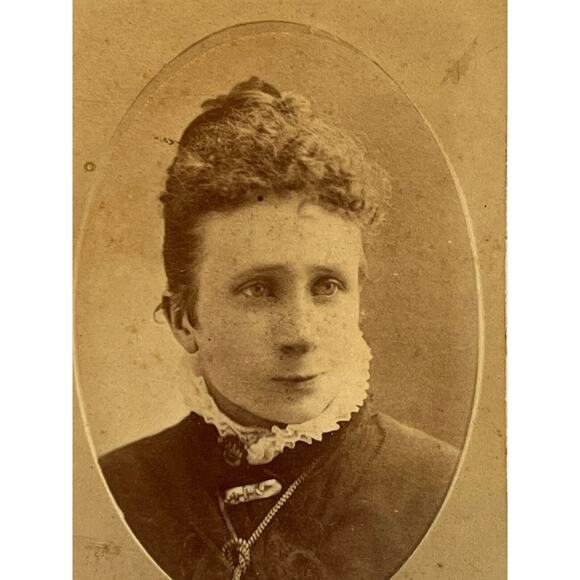 Antique CDV Carte de Visite Photography Sepia Walt A Smith Well Dressed Woman - Picture 1 of 4